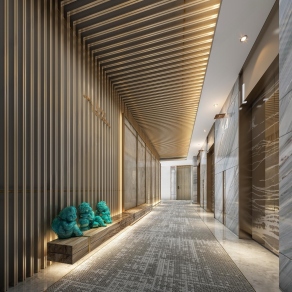 新中式电梯厅3D模型下载